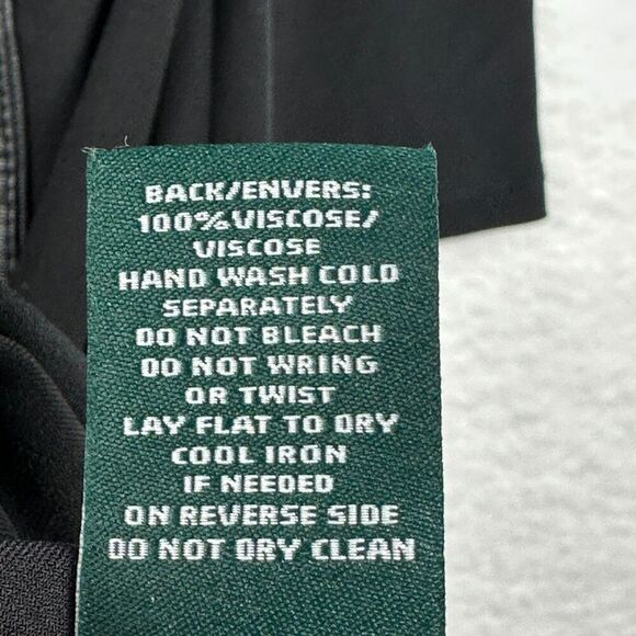 Lauren Ralph Lauren Midi Dress Size 12 Black Leather Trim Goth Viking Ren Faire - Picture 10 of 13